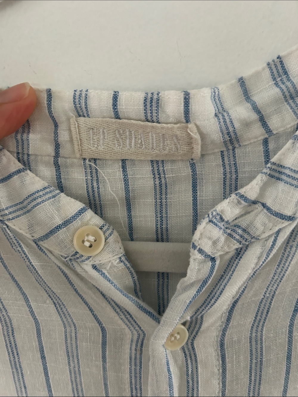 CP Shades Linen Tunic Blue/White Striped Size Medium Coastal Beach Coverup - Picture 2 of 12